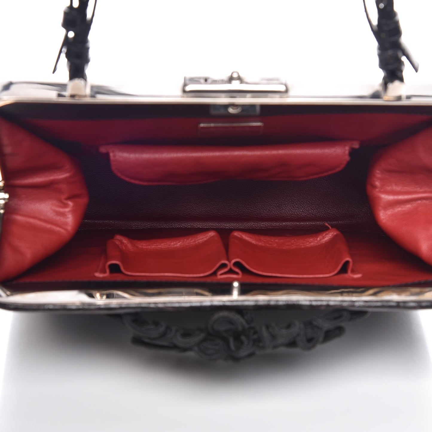 Shiny Crocodile Framed Bag Black