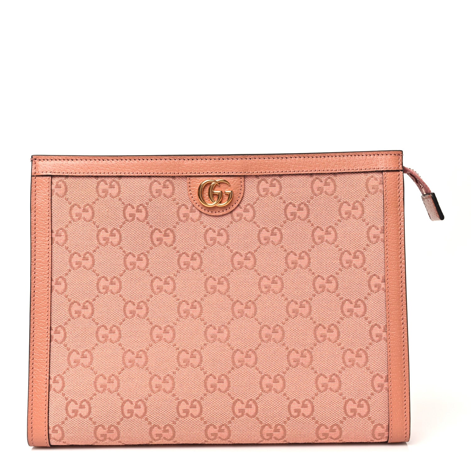 Gucci Monogram Textured Dollar Calfskin Ophidia Pouch Cloche Rose Pink 1 of 9