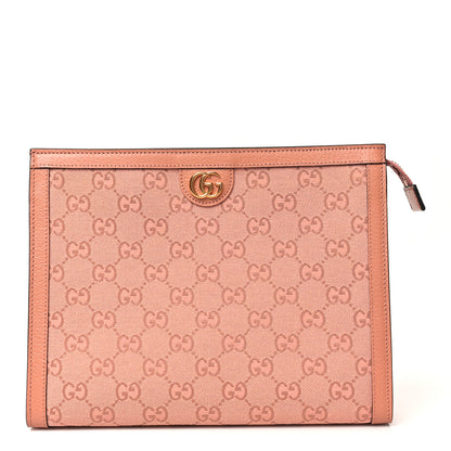 Gucci Monogram Textured Dollar Calfskin Ophidia Pouch Cloche Rose Pink 1 of 9