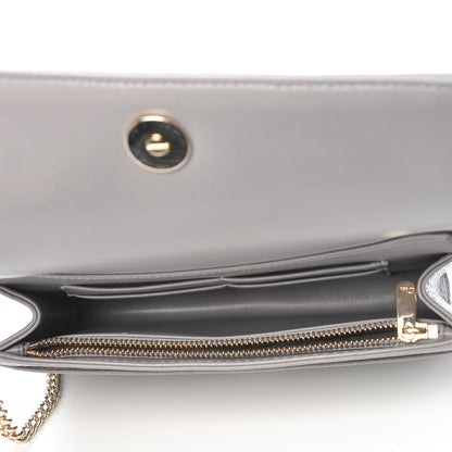Christian Dior Grained Calfskin Diorama Wallet on Chain Pouch Gris 5 of 9