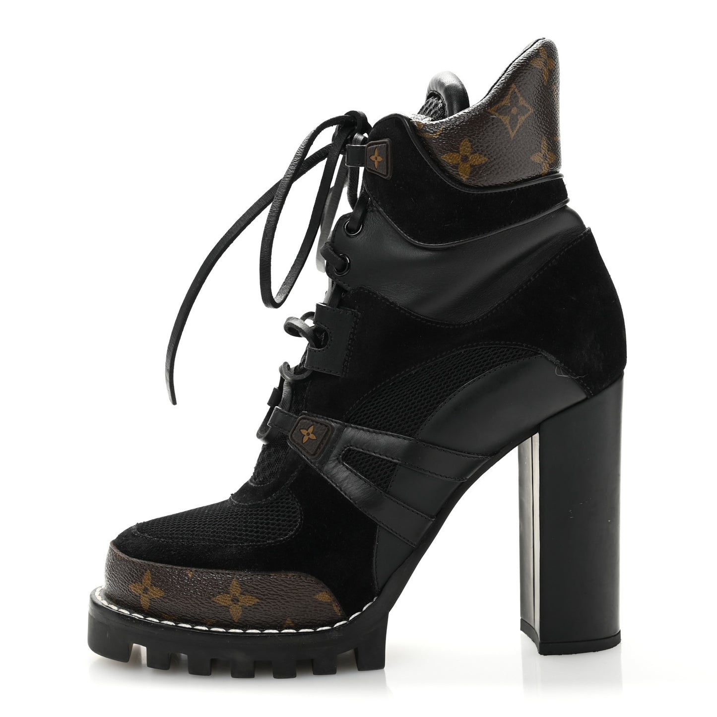 Suede Calfskin Monogram Star Trail Ankle Boots 39.5 Black