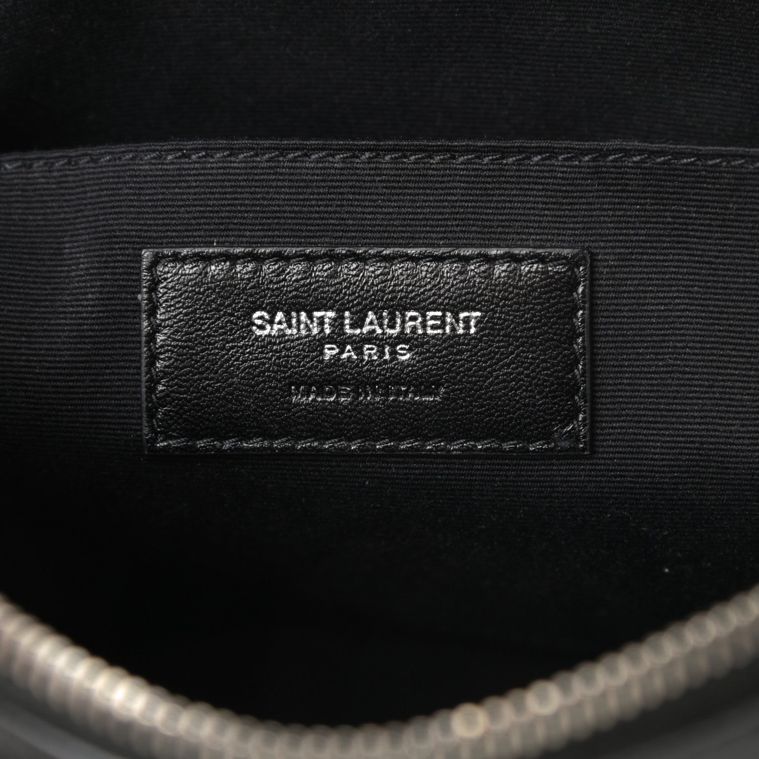 Saint Laurent Cracked Shiny Calfskin Matelasse Monogram Lou Camera Bag Black 6 of 10