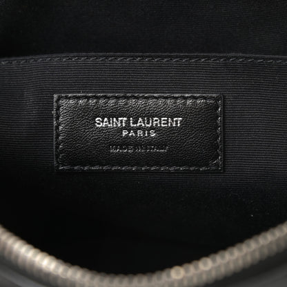 Saint Laurent Cracked Shiny Calfskin Matelasse Monogram Lou Camera Bag Black 6 of 10