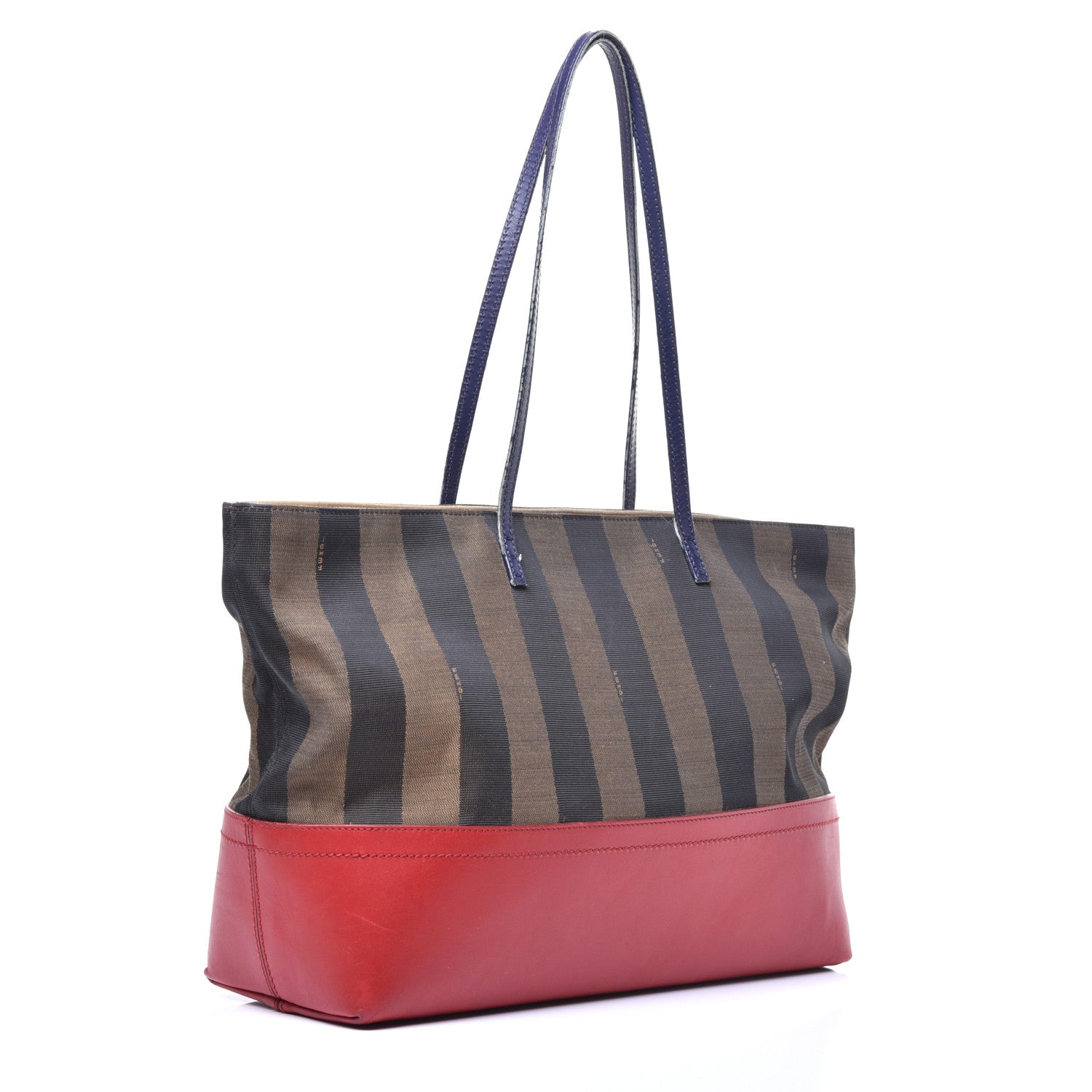 Fendi Pequin Cuoio Vegetale Medium Roll Tote Tobacco Rosso Blue Mirto Miele 3 of 11