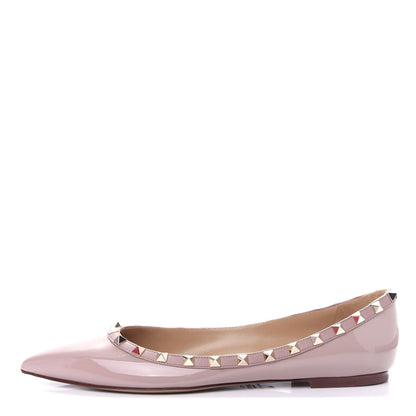 Valentino Garavani Patent Rockstud Ballerina Flats 40 Poudre 1 of 11