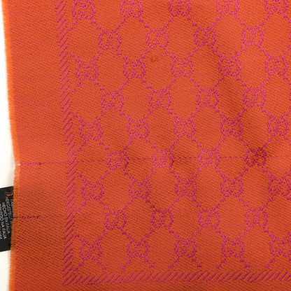 Gucci Wool GG Monogram Reversible New Sten Fringe Scarf Orange Pink 6 of 6