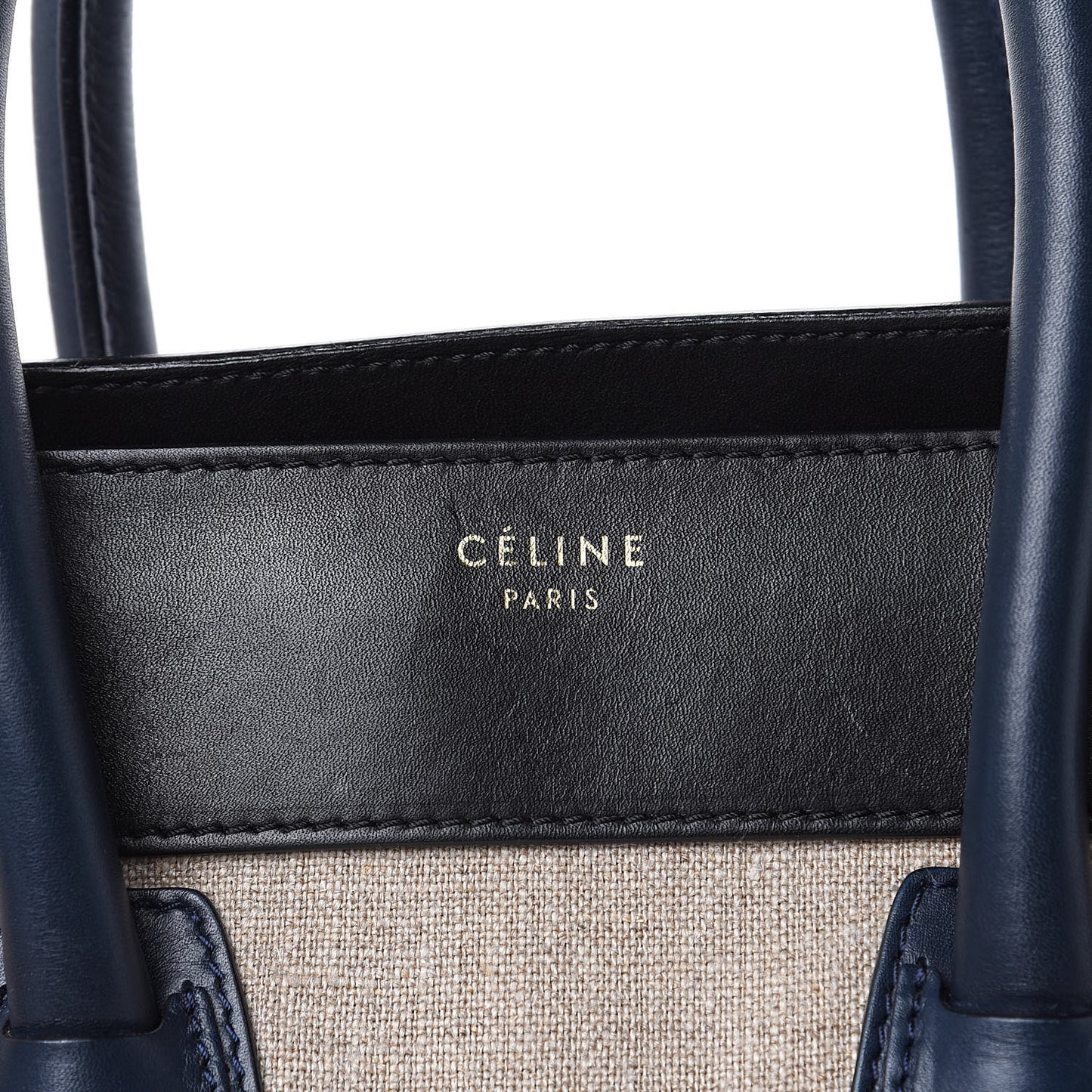 Linen Smooth Calfskin Mini Bi-Color Luggage Natural Black