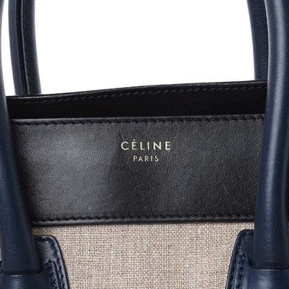 Celine Linen Smooth Calfskin Mini Bi-Color Luggage Natural Black 16 of 19
