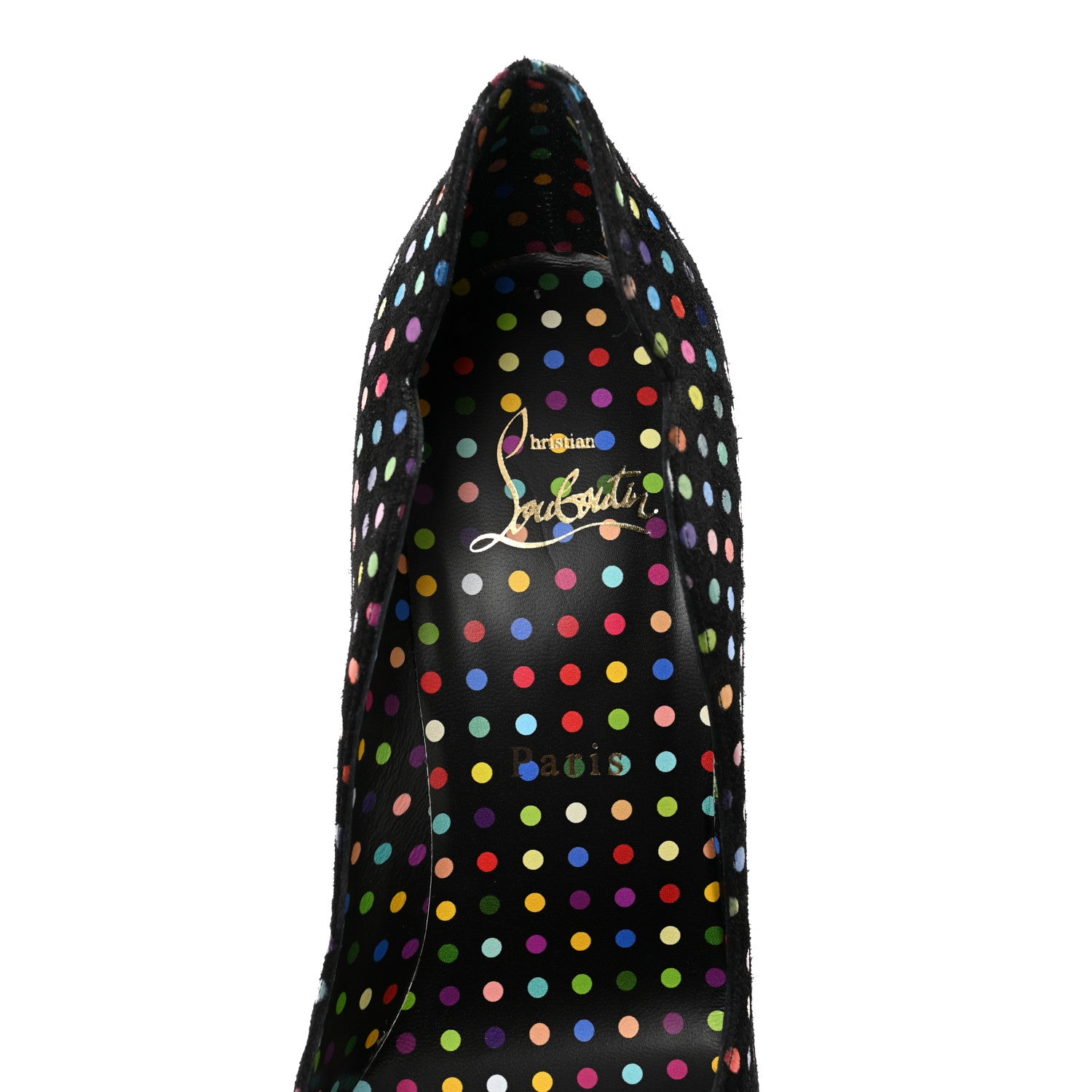 Christian Louboutin Suede Polka Dot Hot Chick 100 Pumps 38 Black Multicolor 38 Black Multicolor 7 of 8