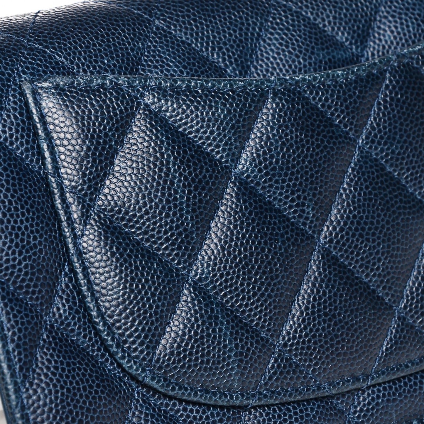 Caviar Quilted Yen Wallet Dark Blue