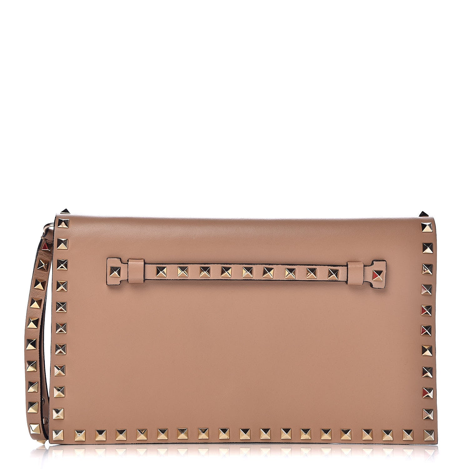 Valentino Garavani Nappa Rockstud Wristlet Clutch Alpaca 1 of 8