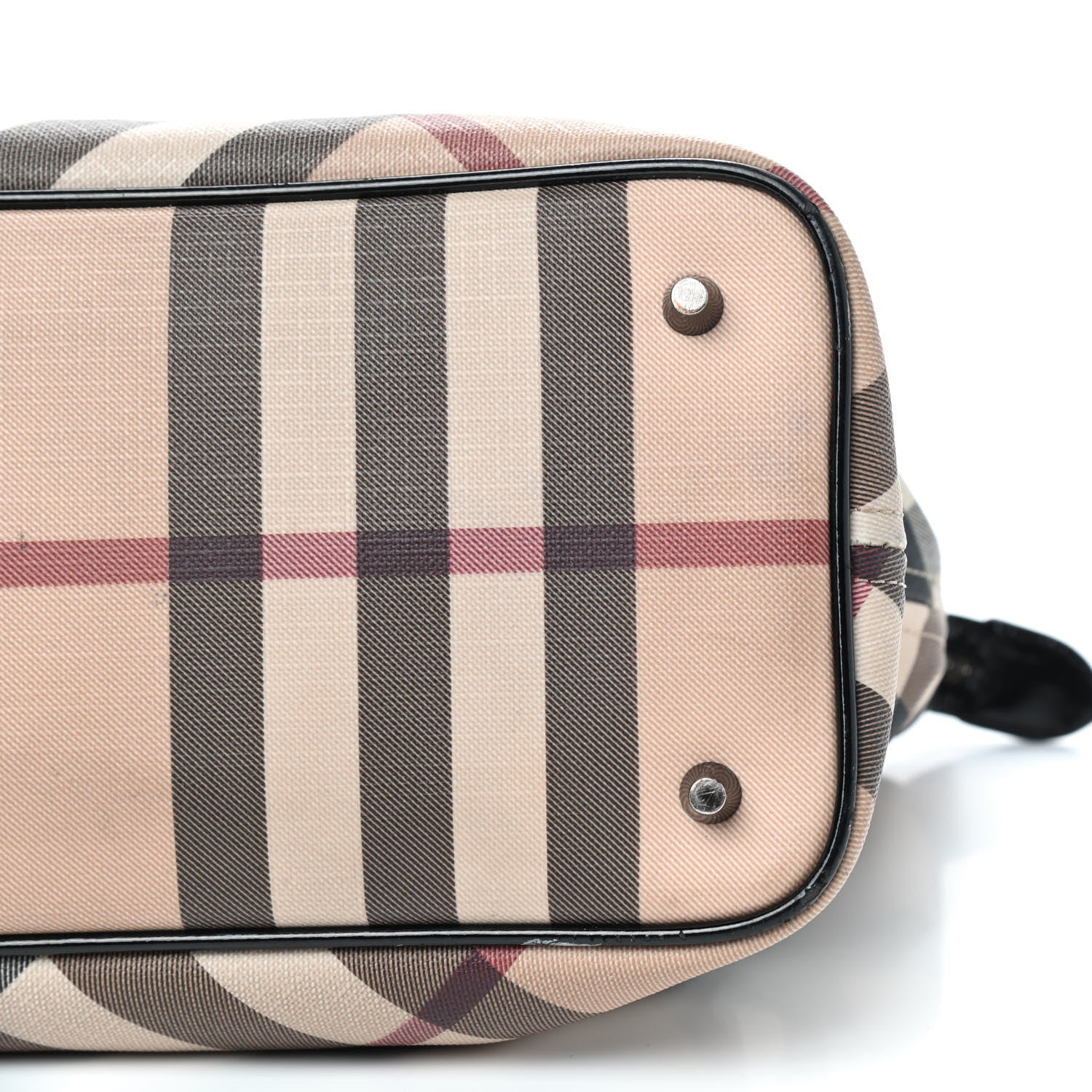 Burberry Nova Check Patent Trim Shopper Tote Black 7 of 12