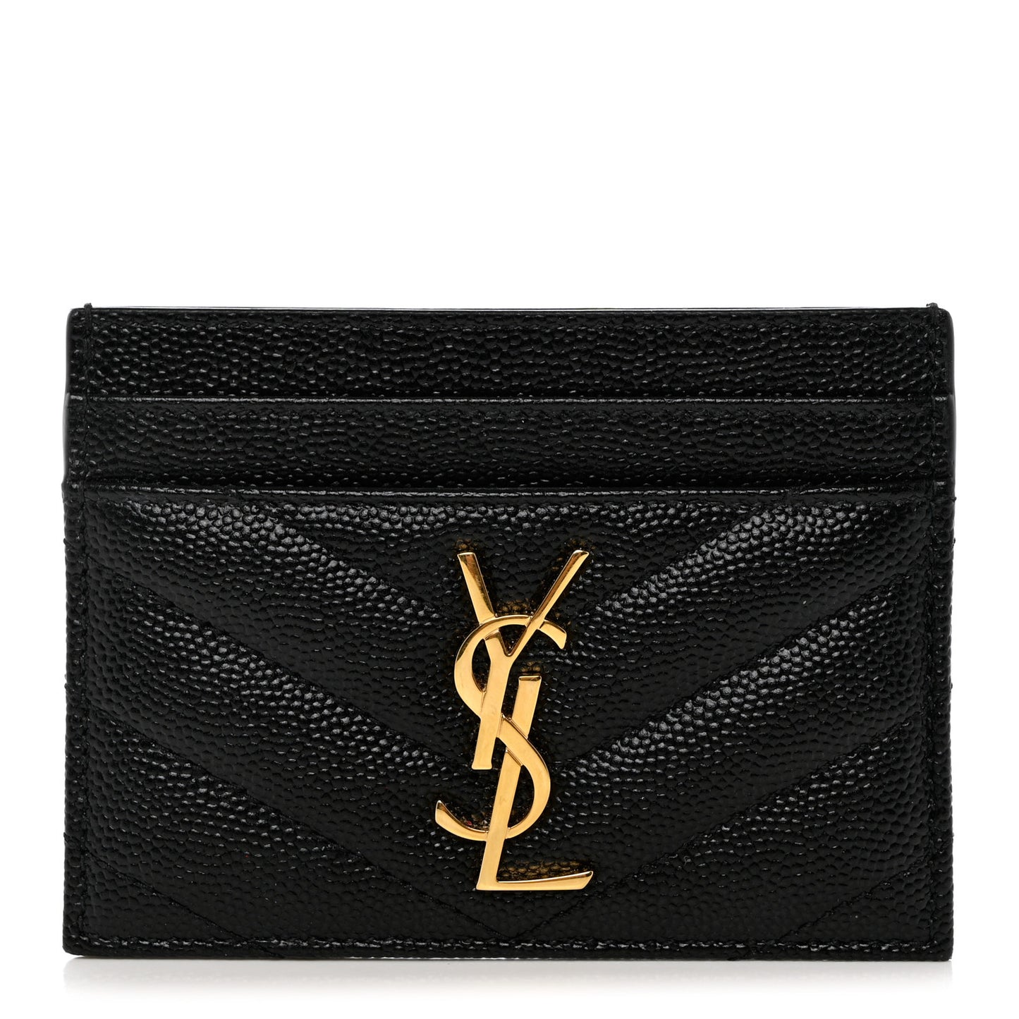 Grain De Poudre Matelasse Chevron Monogram Credit Card Case Black