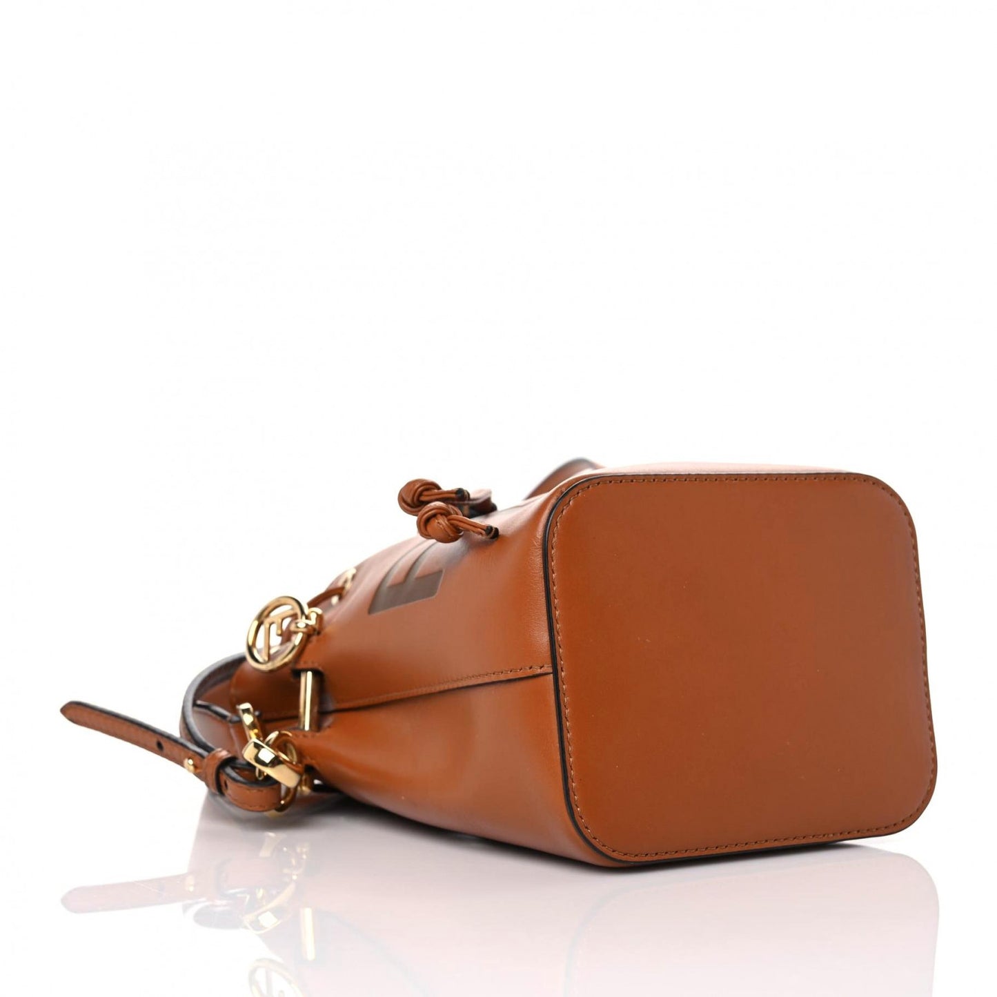 Vitello King F is Fendi Logo Embossed Mini Mon Tresor Bucket Bag Cuoio