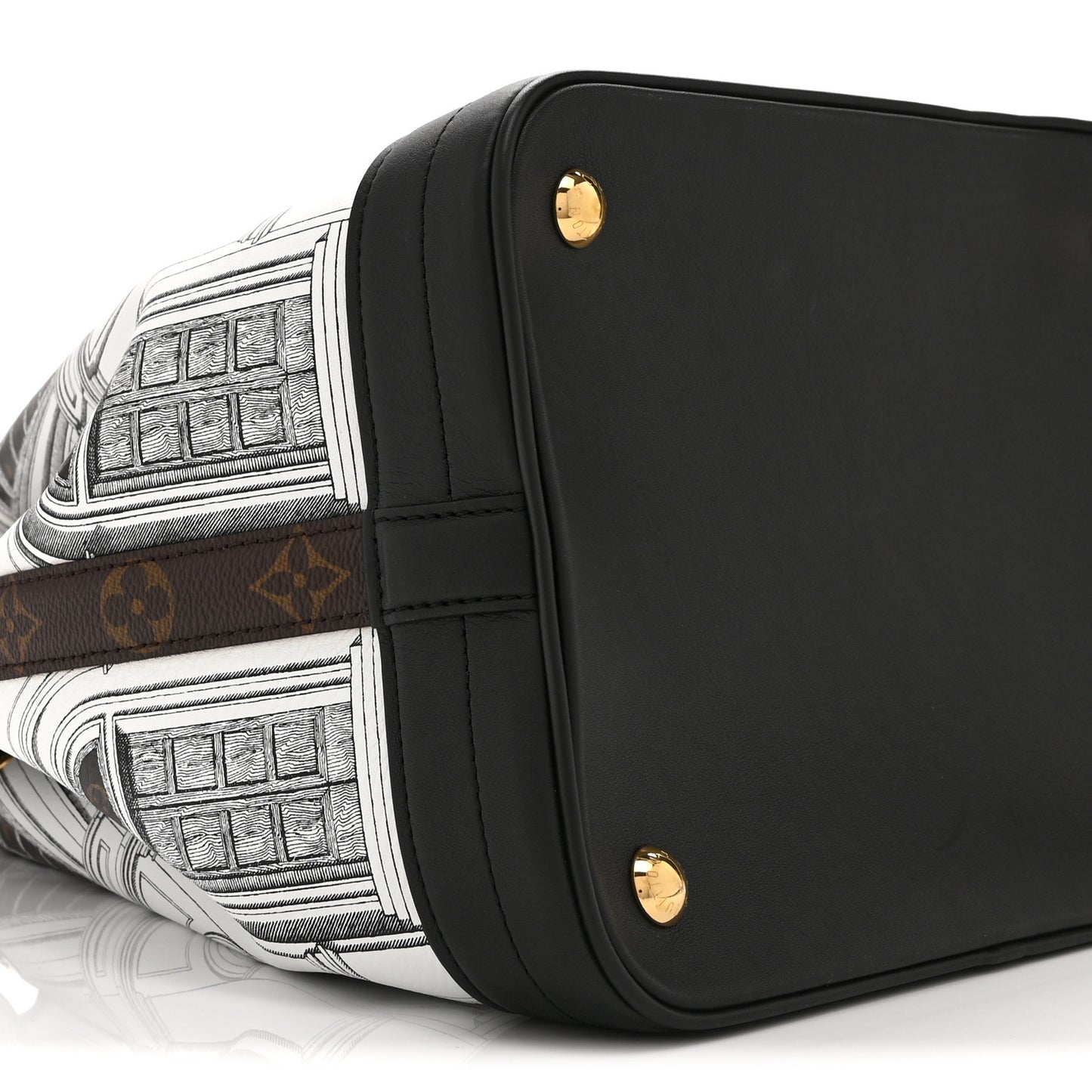 X FORNASETTI Calfskin Architettura Noe MM Black White