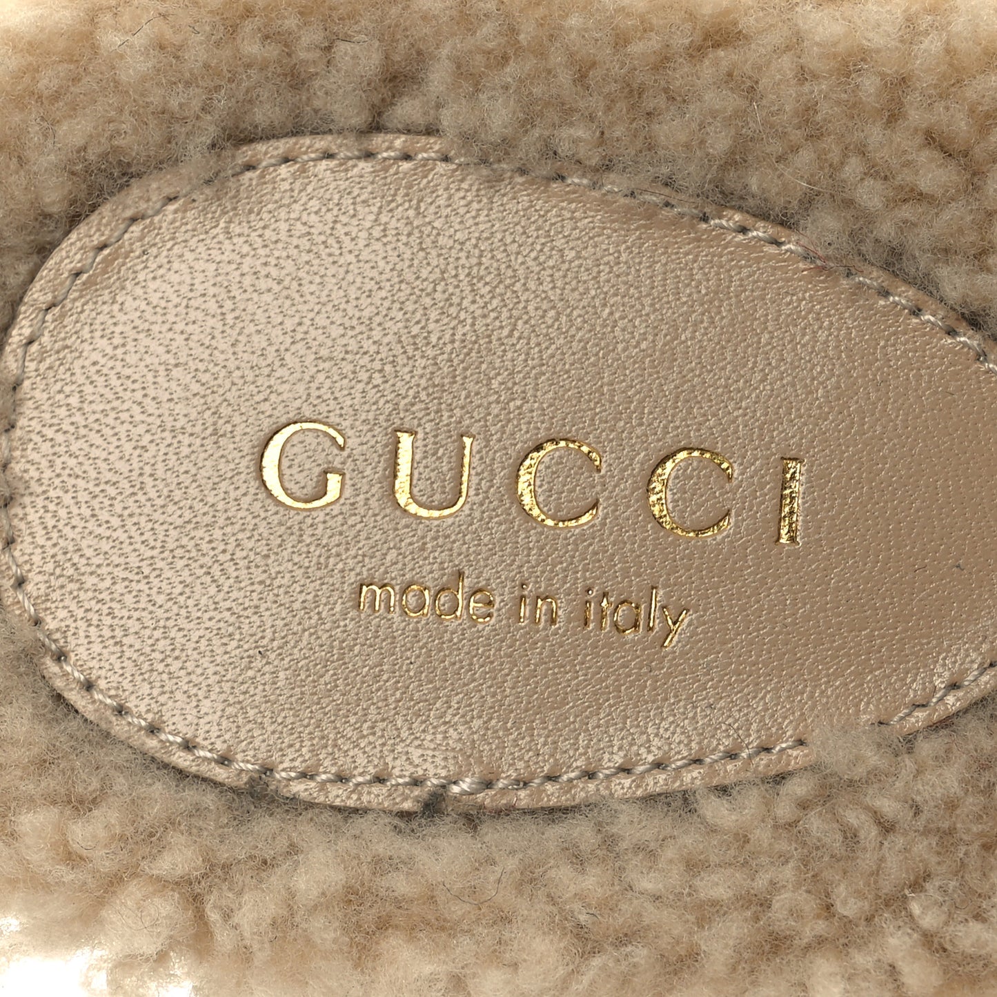 Shearling Interlocking G Cut Out Slide Sandals 36.5 Butterscotch
