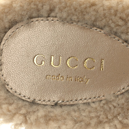 Gucci Shearling Interlocking G Cut Out Slide Sandals 36.5 Butterscotch 9 of 10