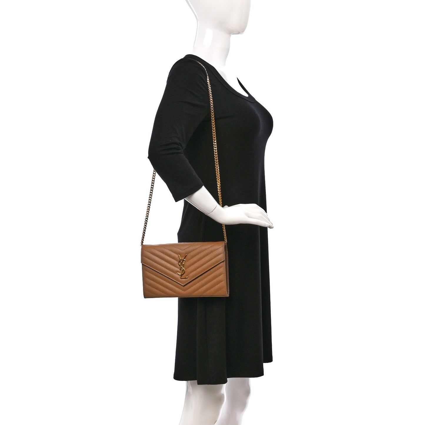 Grain De Poudre Matelasse Chevron Cassandre Chain Wallet Cork