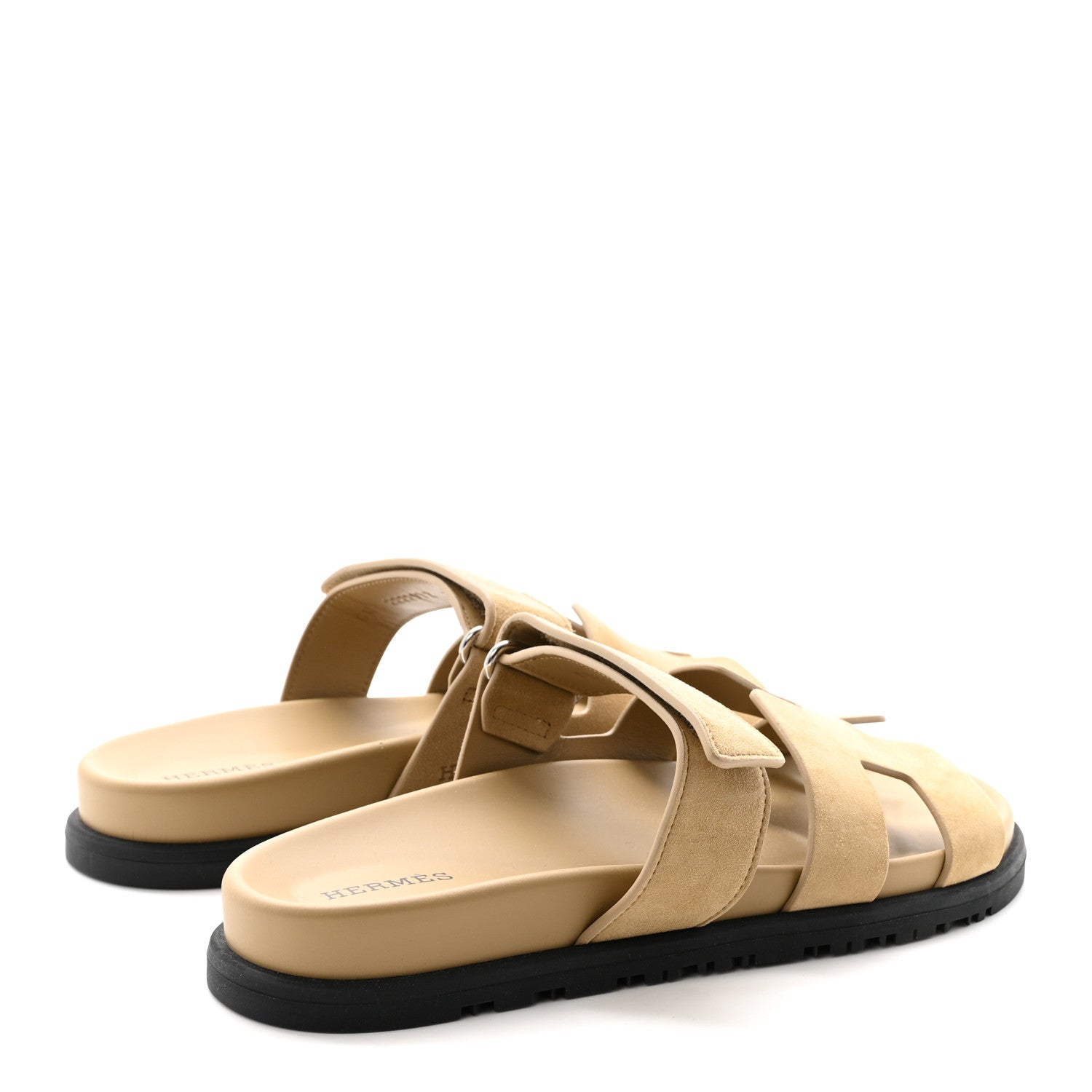Hermes Suede Goatskin Womens Chypre Sandals 37 Beige Sable 5 of 10