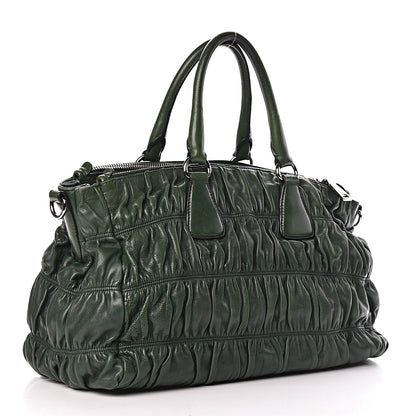 Prada Nappa Gaufre Double Zip Tote Green 3 of 22