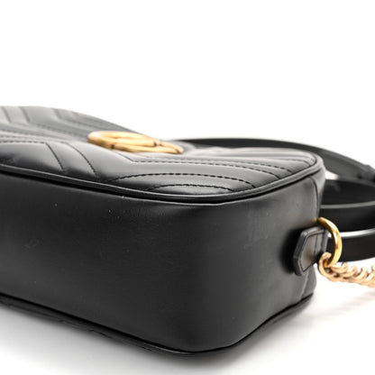 Gucci Calfskin Matelasse Small GG Marmont Chain Shoulder Bag Black 10 of 11
