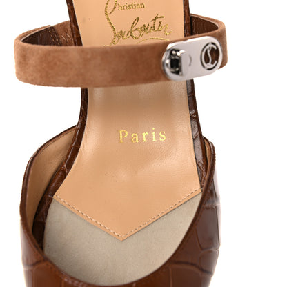 Christian Louboutin Calfskin Crocodile Embossed Choc Lock Flats 36 Biscotto 8 of 9