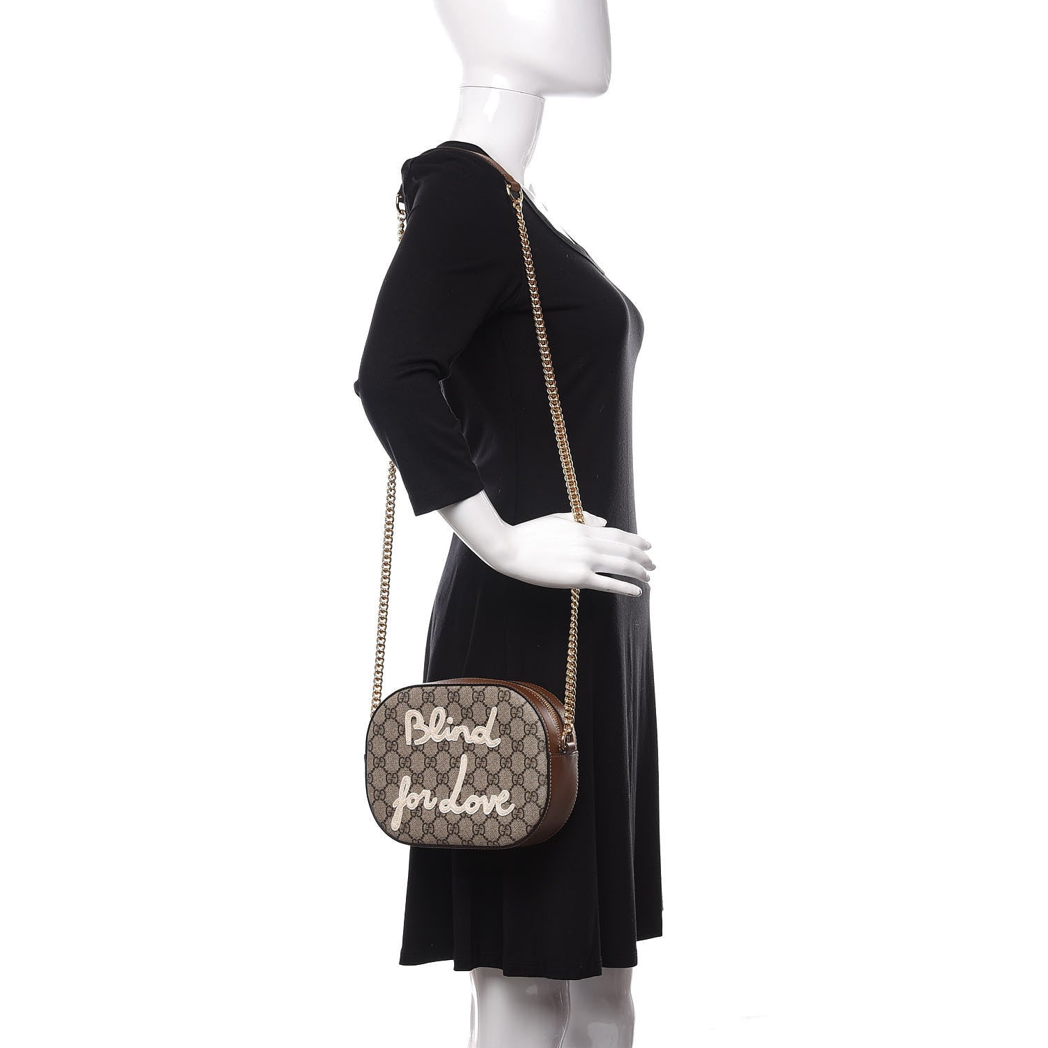 Gucci GG Supreme Monogram Blind For Love Embroidered Mini Chain Shoulder Bag Beige Tuscany 2 of 11