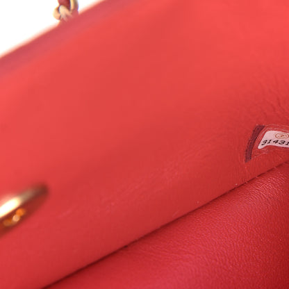 Chanel Iridescent Lambskin Quilted Mini Top Handle Rectangular Flap Red 7 of 11