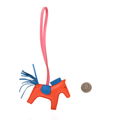 Hermes Milo Lambskin Grigri Rodeo Horse Bag Charm PM Orange Poppy Bleu Zanzibar Rose Azalee 2 of 4