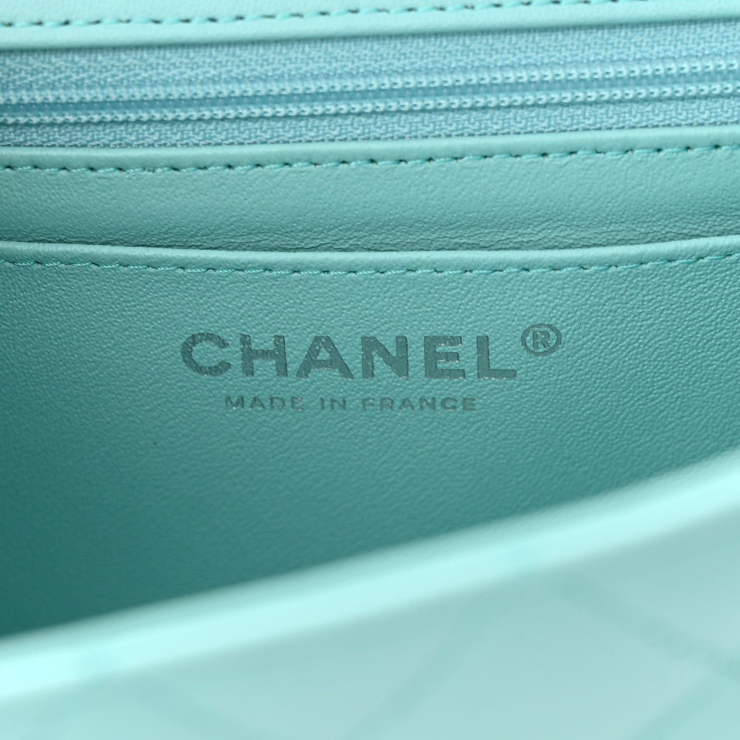 Lambskin Quilted Mini Rectangular Flap Light Blue