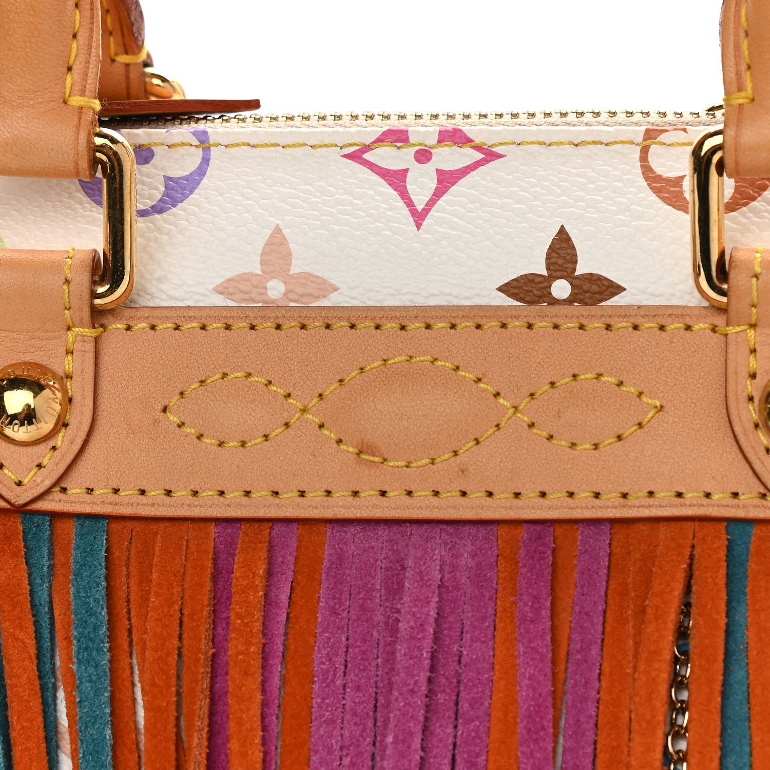 Louis Vuitton Monogram Multicolor Fringe Speedy 25 White 10 of 11