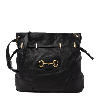 Gucci Sakai Calfskin Horsebit 1955 Cinch Top Messenger Bag Black 1 of 12