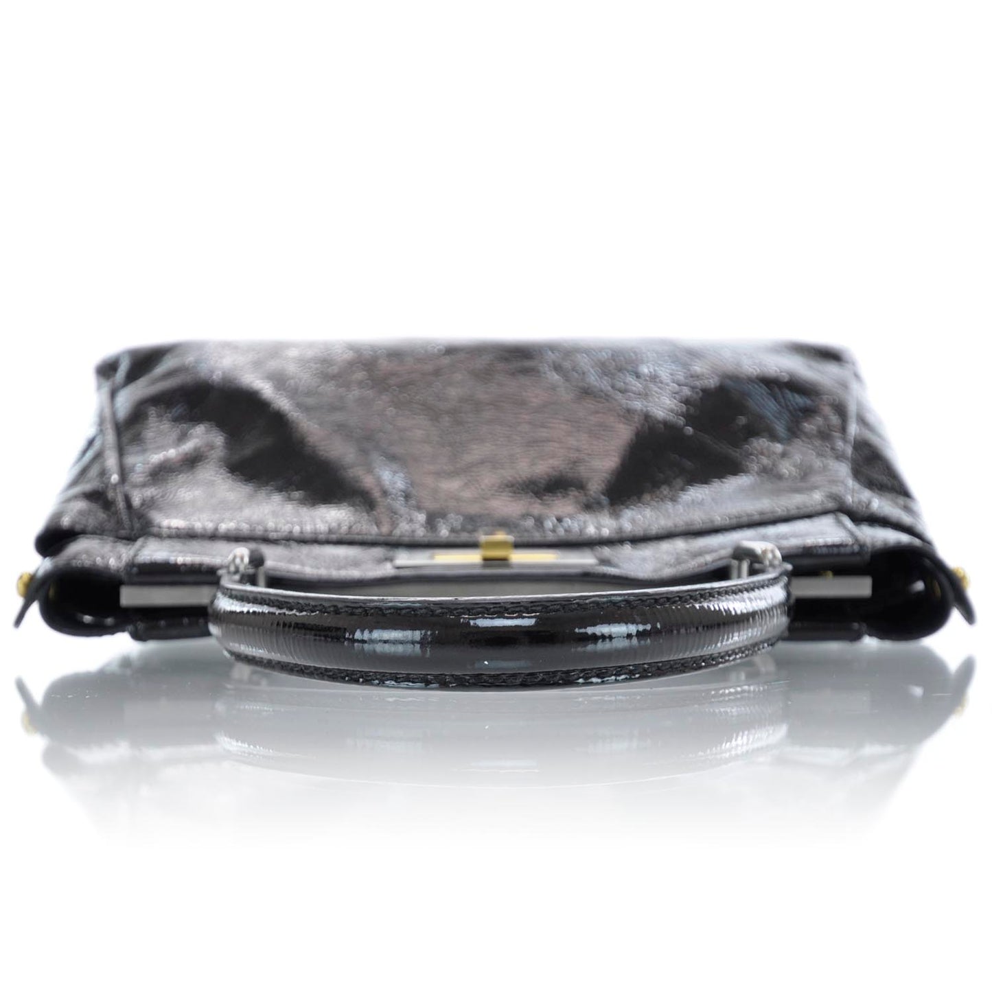 Patent Medium Peekaboo Iconic Satchel Black