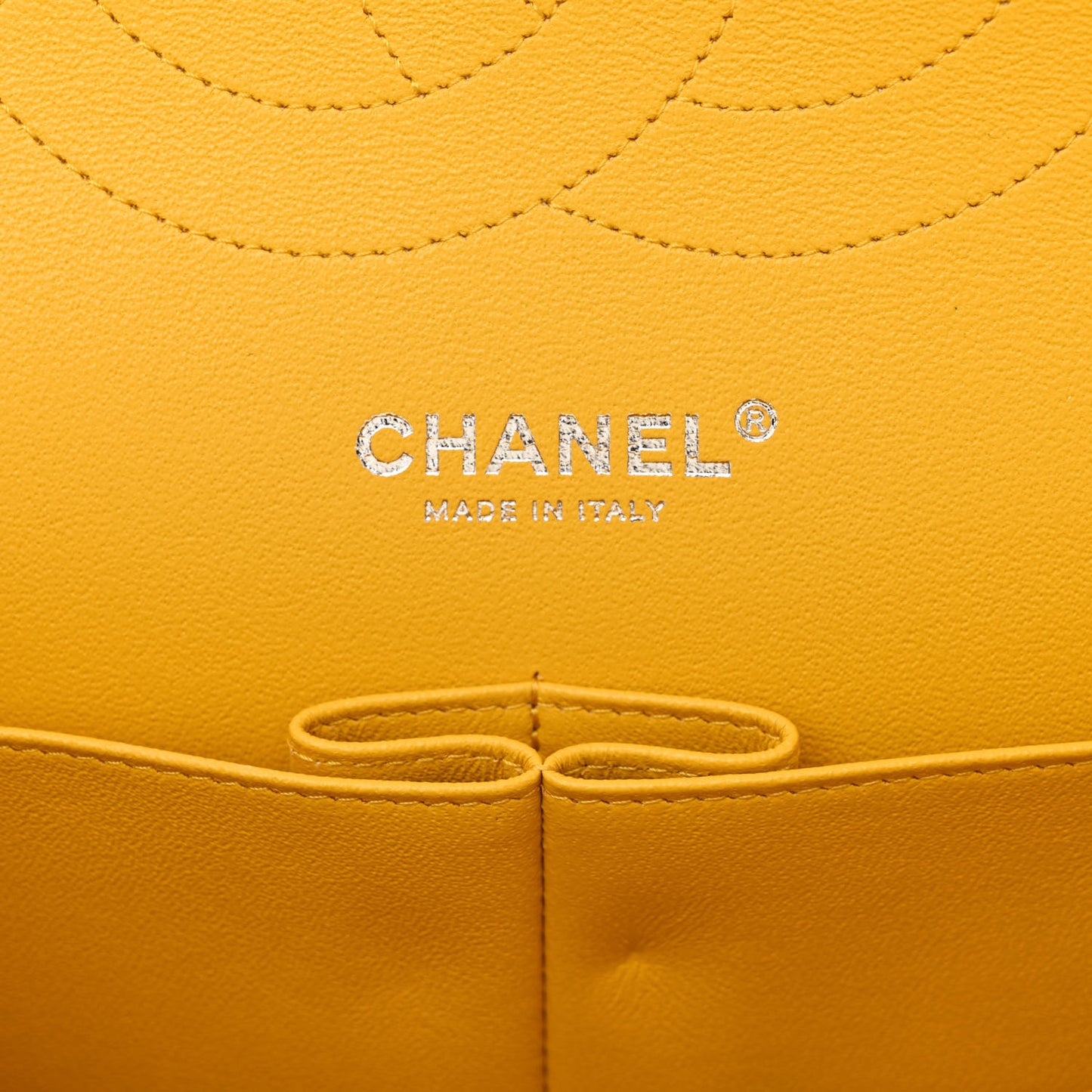 Caviar Chevron Quilted Jumbo Double Flap Yellow