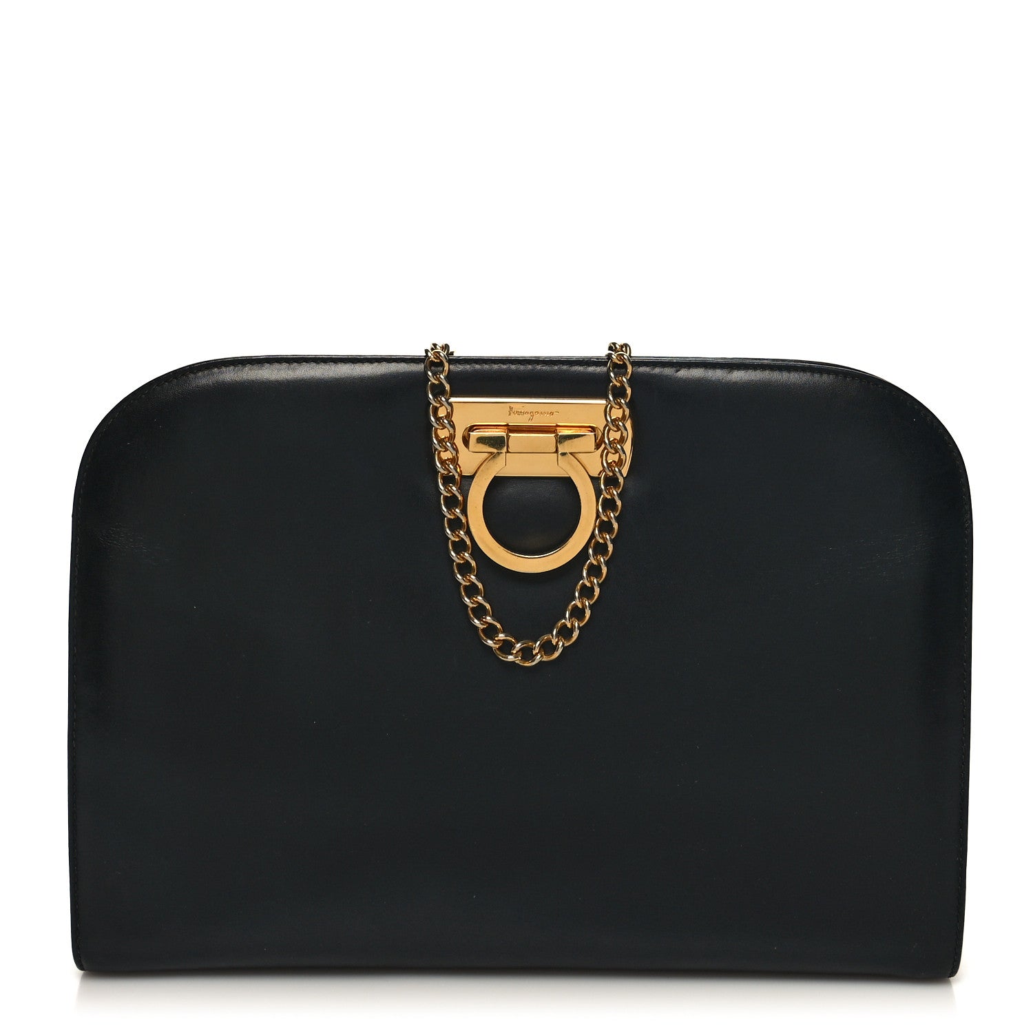 Salvatore Ferragamo Calfskin Diana Clutch Black 1 of 10