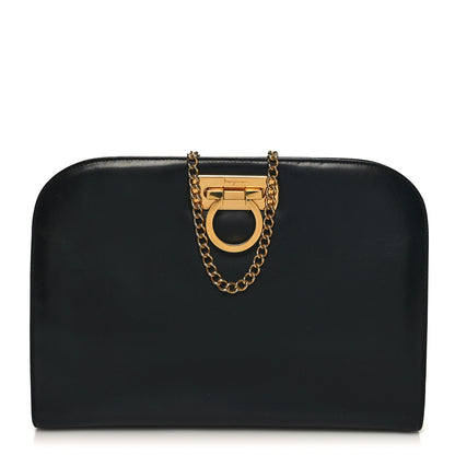 Salvatore Ferragamo Calfskin Diana Clutch Black 1 of 10