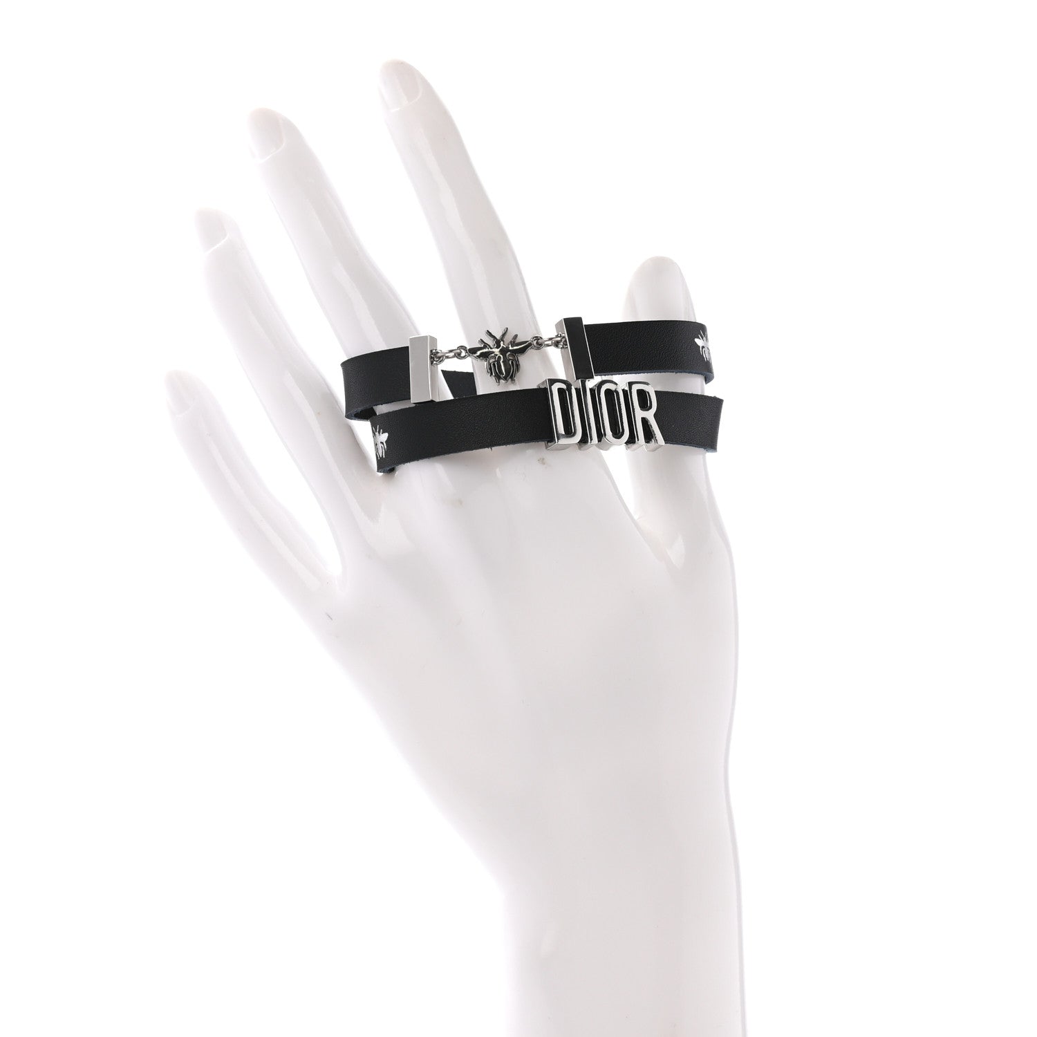 Christian Dior Calfskin Dior Bee Double Bracelet Black 2 of 6