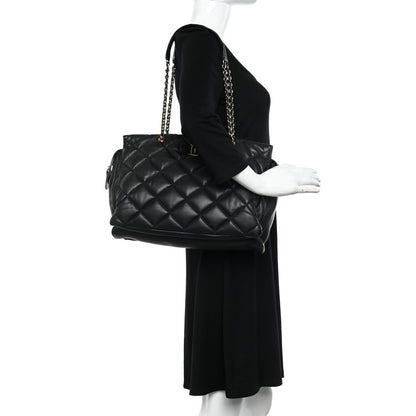 Salvatore Ferragamo Calfskin Quilted Vara Bow Chain Tote Black 2 of 13