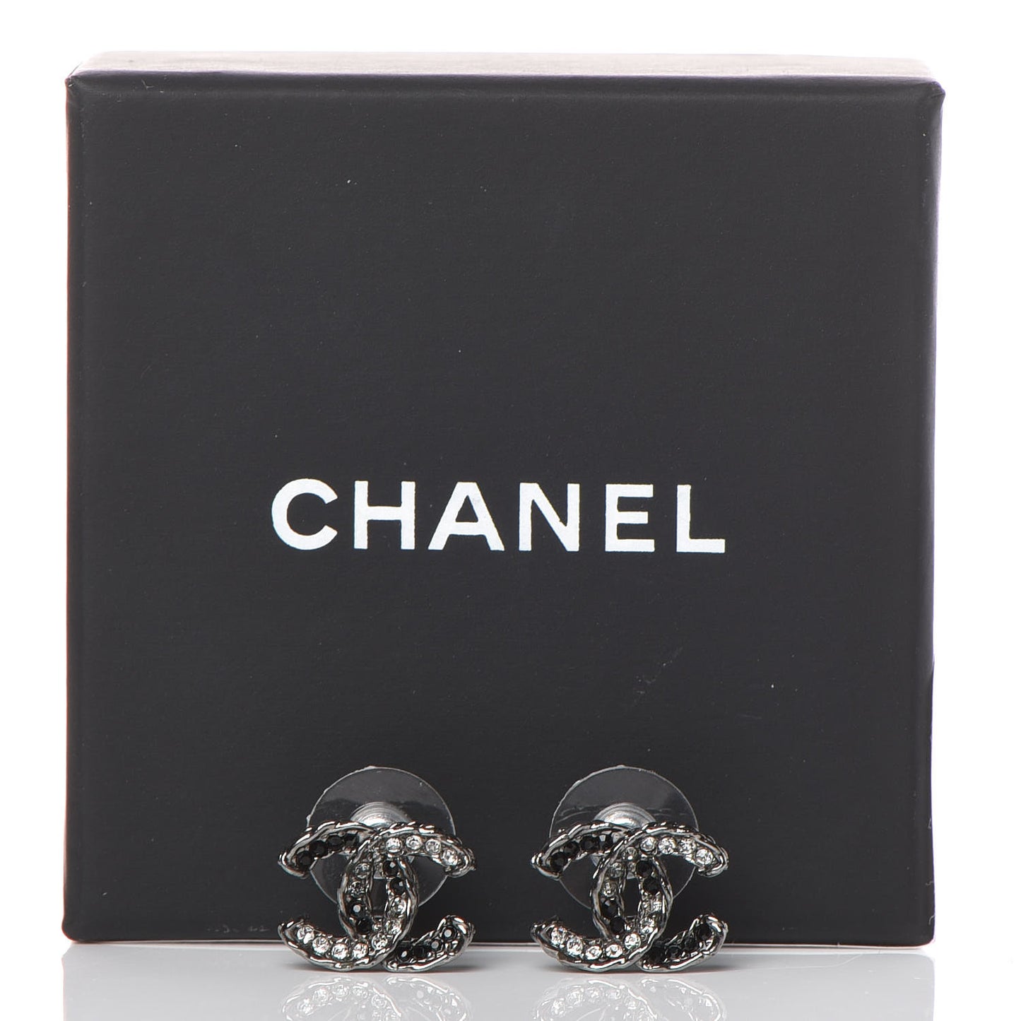 Ruthenium Crystal CC Earrings Silver Black