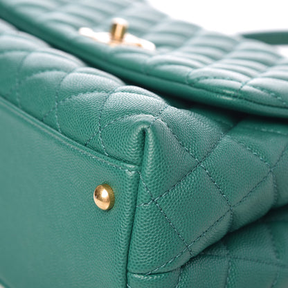 Chanel Caviar Quilted Small Coco Handle Flap Green 17 of 26