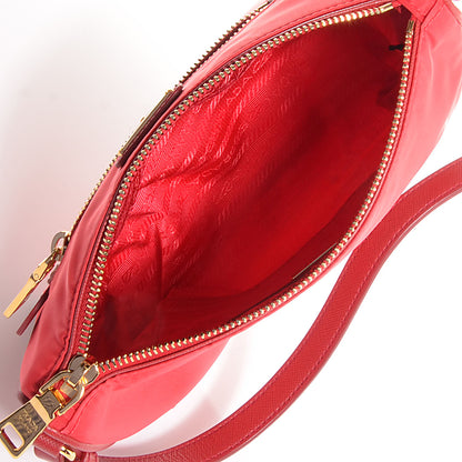 Prada Tessuto Nylon Saffiano Shoulder Bag Rosso 9 of 10
