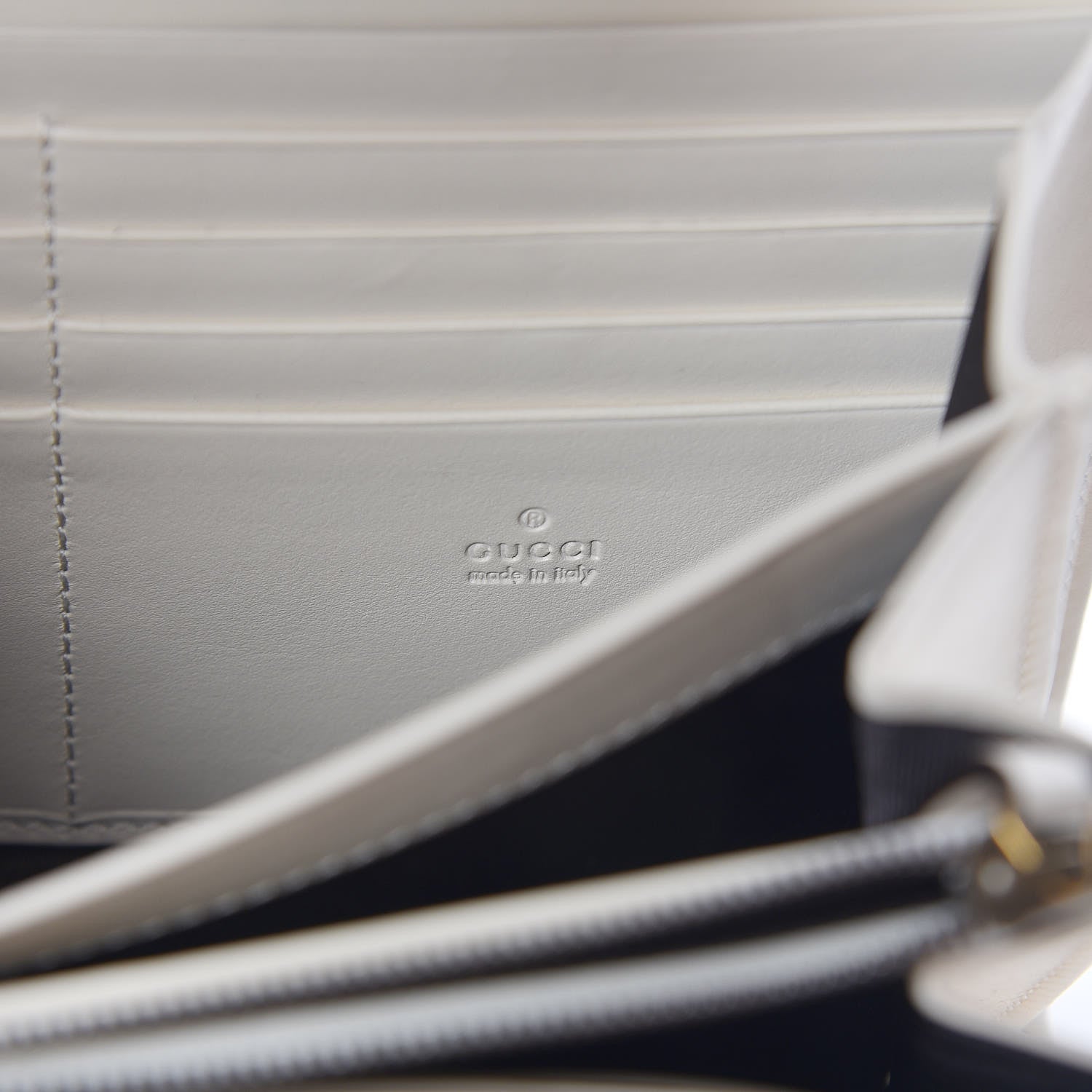 Gucci Calfskin Matelasse GG Marmont Chain Wallet Mystic White 7 of 13