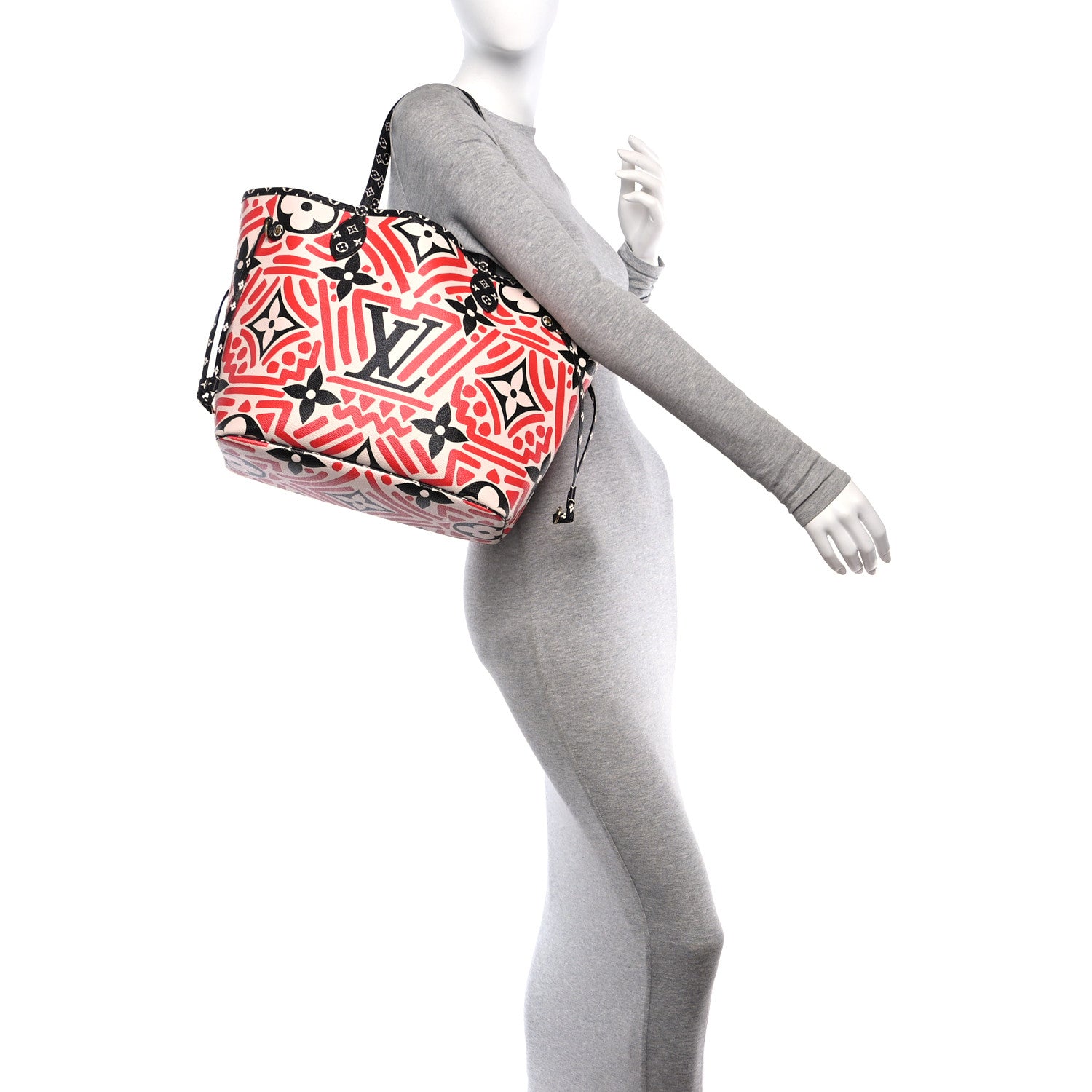 Louis Vuitton Monogram Giant Crafty Neverfull MM Creme Rouge Black 2 of 10