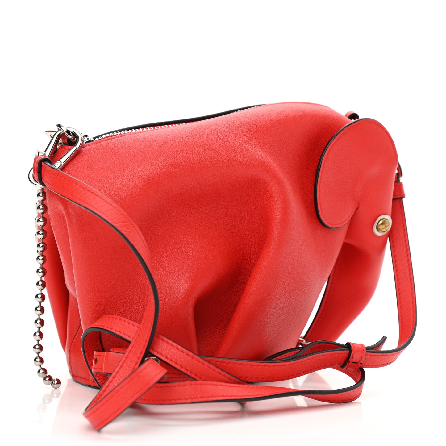 Calfskin Mini Punk Elephant Crossbody Bag Scarlet Red