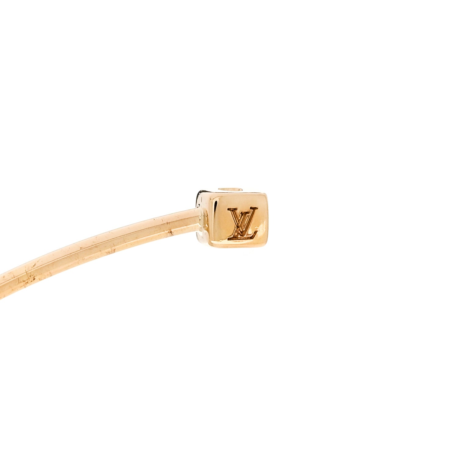 Louis Vuitton 18k Yellow Gold Cultured Pearl Monogram Hoop Earrings 4 of 6