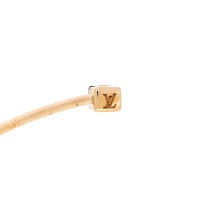 Louis Vuitton 18k Yellow Gold Cultured Pearl Monogram Hoop Earrings 4 of 6
