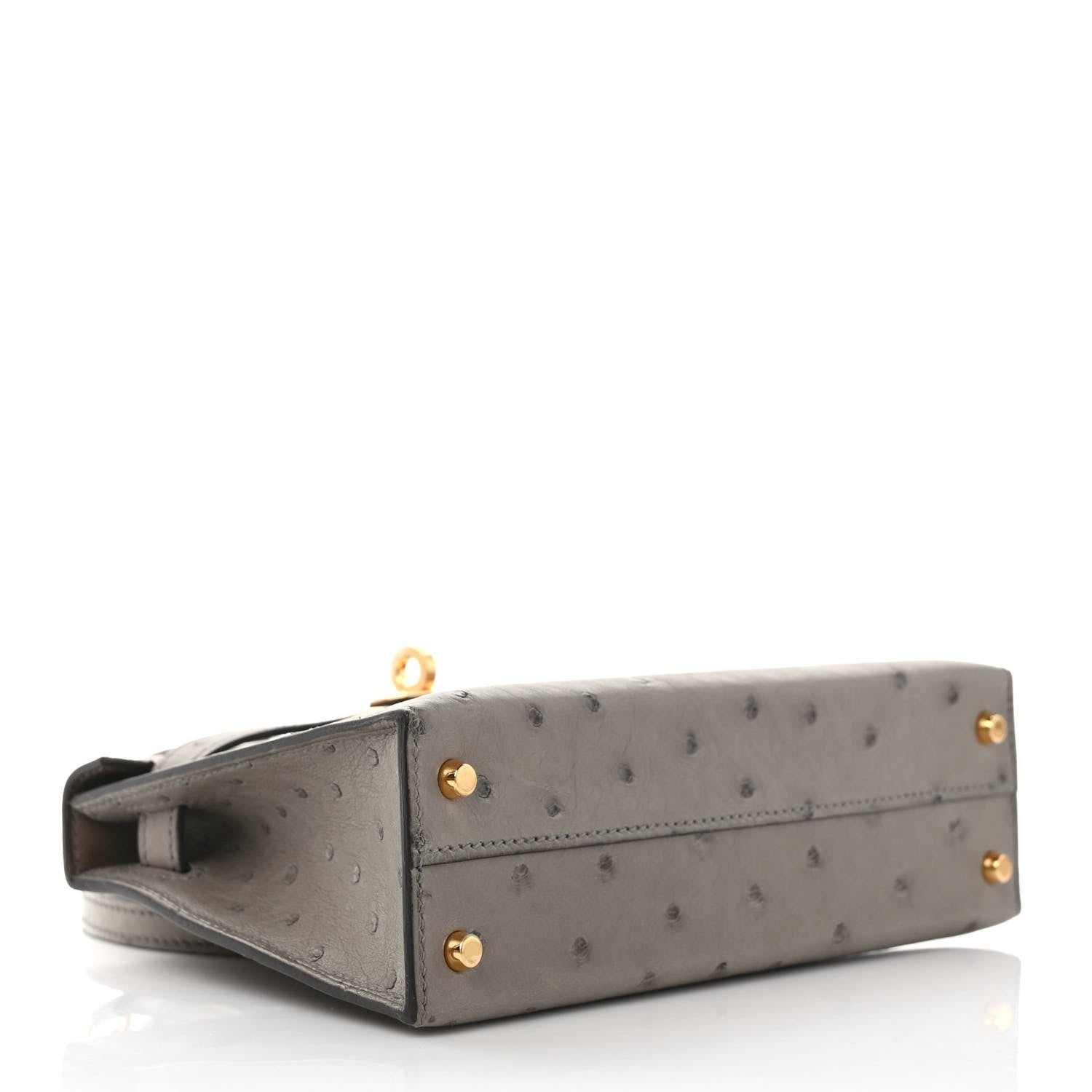 Hermes Ostrich Kelly Sellier Mini 20 Gris Tourterelle 3 of 9