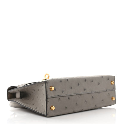 Hermes Ostrich Kelly Sellier Mini 20 Gris Tourterelle 3 of 9