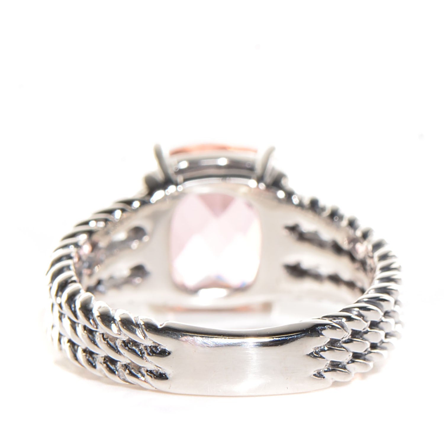 David Yurman Sterling Silver Diamond Morganite 10mm Petite Wheaton Ring 54 7 3 of 6