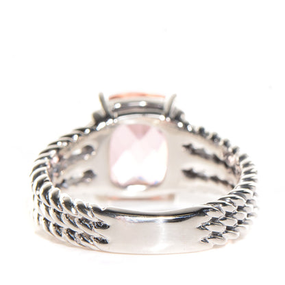 David Yurman Sterling Silver Diamond Morganite 10mm Petite Wheaton Ring 54 7 3 of 6